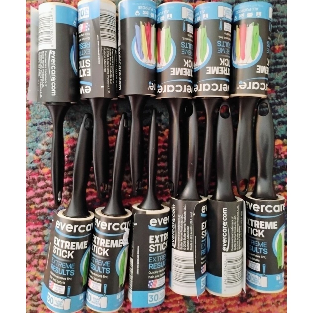 Lot of 12 Evercare Extreme Stick Travel Lint Rollers - 360 Sheets Total - NEW